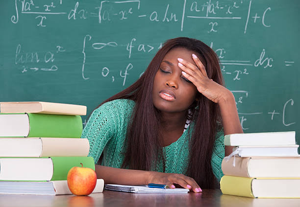 image of hungry tired students in classroom