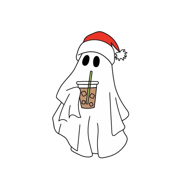 Ghost with a Christmas hat