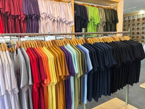  a store with monochrome colored shirt