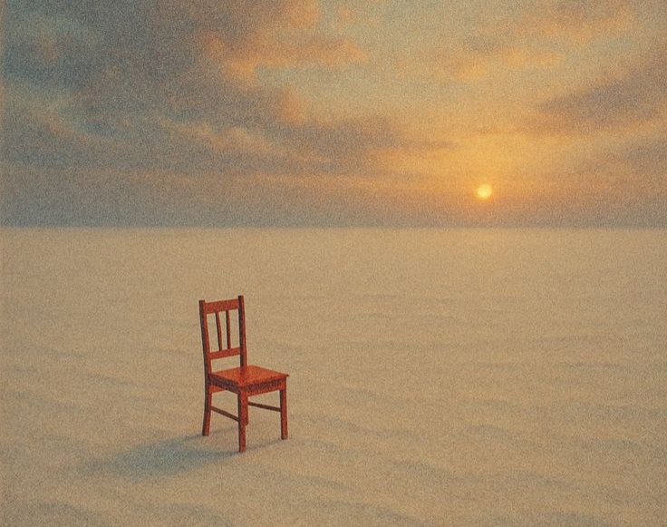 a brown chair on the sand