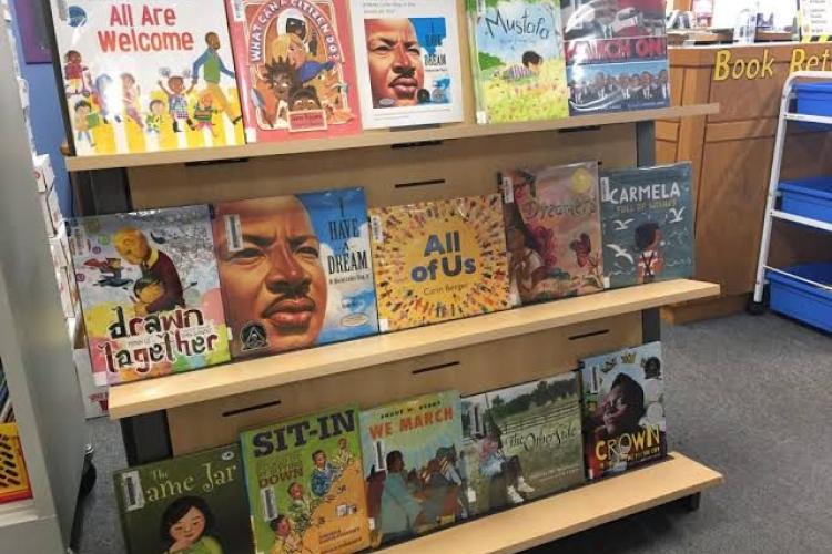 Books on the bookshelves