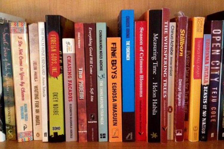 Books arranged in a bookshelf