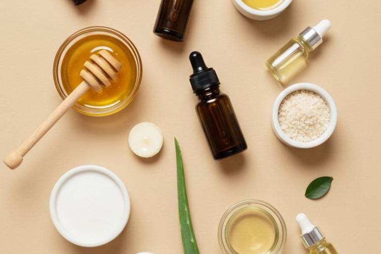 honey, aloe vera being laid out