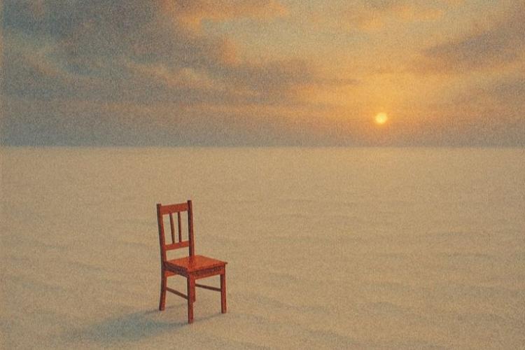 a brown chair on the sand