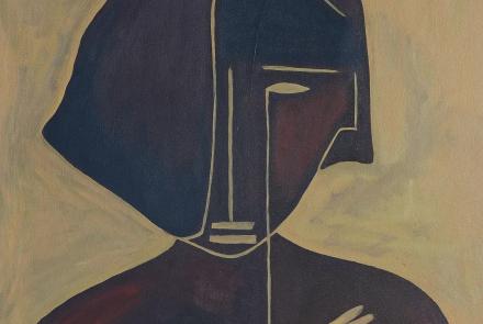 an abstract painting of a woman